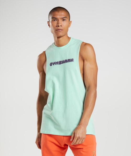 Gymshark Bubble Print Drop Arm Tank Turbo Blue
