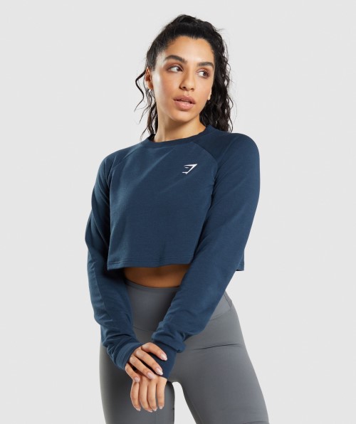 Gymshark Training Cropped Sweater Navy